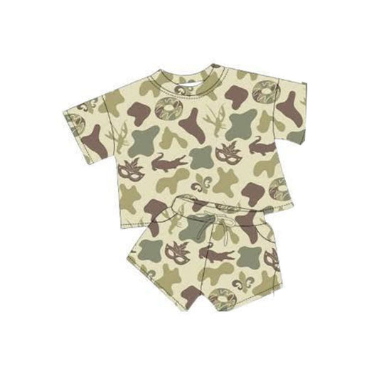 pre order mardi gras camo shorts set