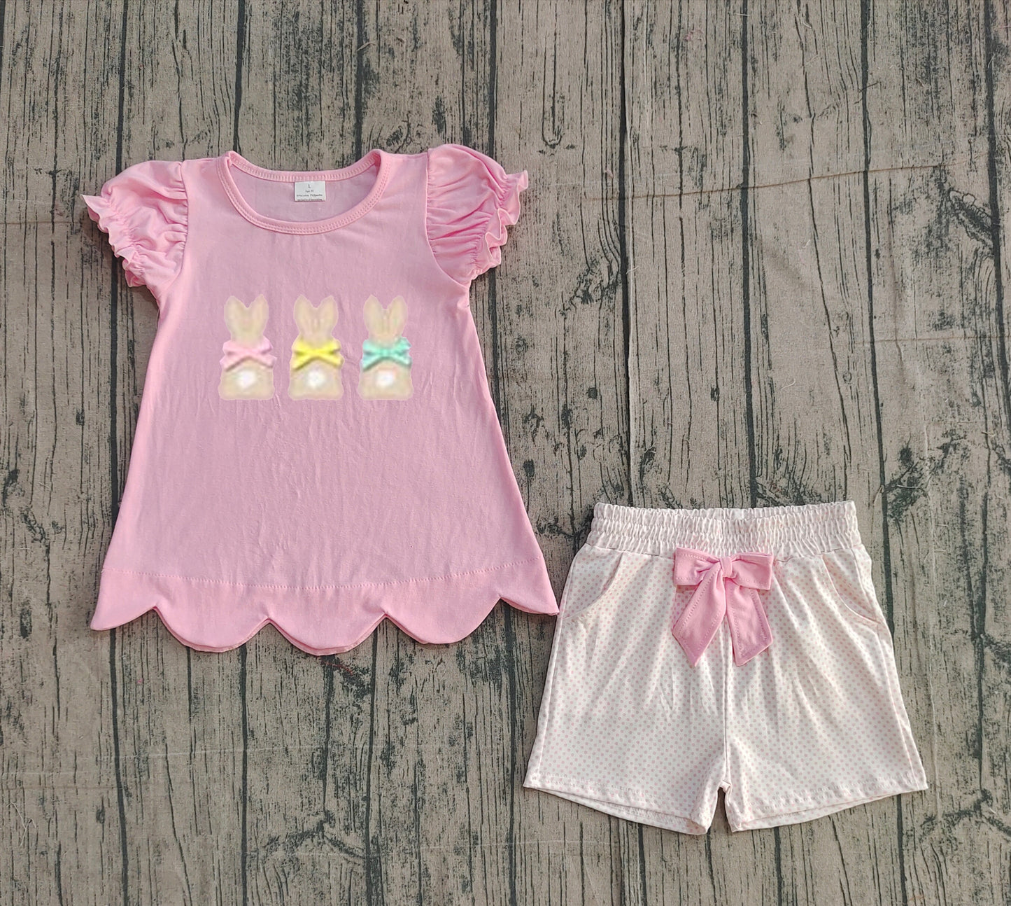 pre order pink bunny shorts set (do embroidery)