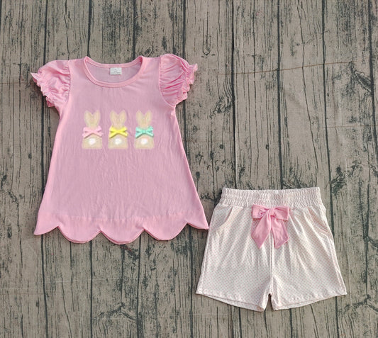 pre order pink bunny shorts set (do embroidery)