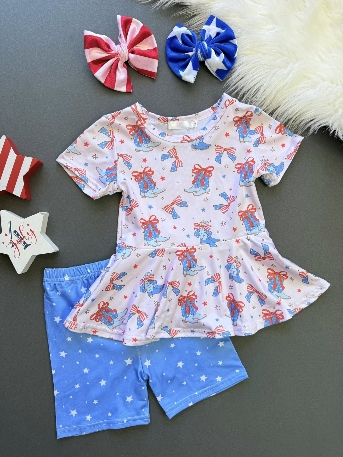 pre order 4th of July cowgirl boots shorts set