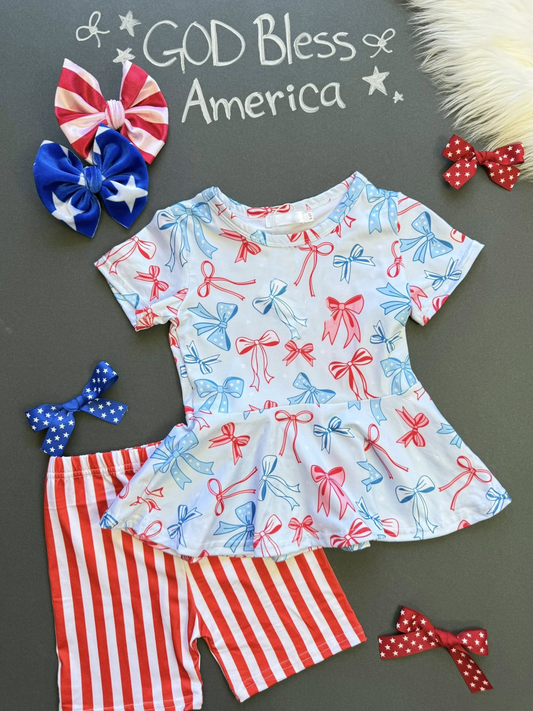 pre order 4th of July coquette shorts set