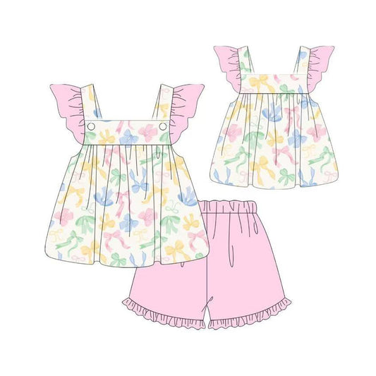 pre order colorful coquette flutter shorts set