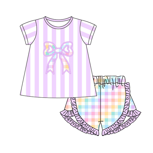 pre order rainbow colorful coquette plaid shorts set