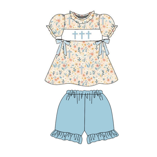 pre order jesus cross girl shorts set