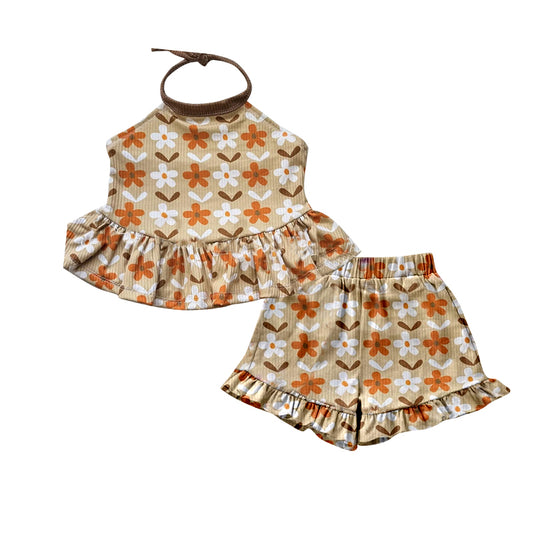 pre order flower halter shorts set