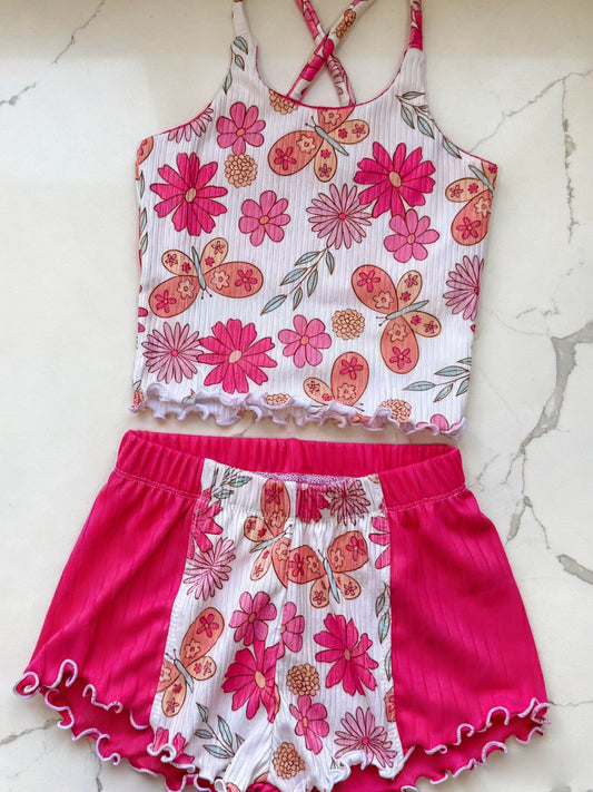 pre order flower halter shorts set