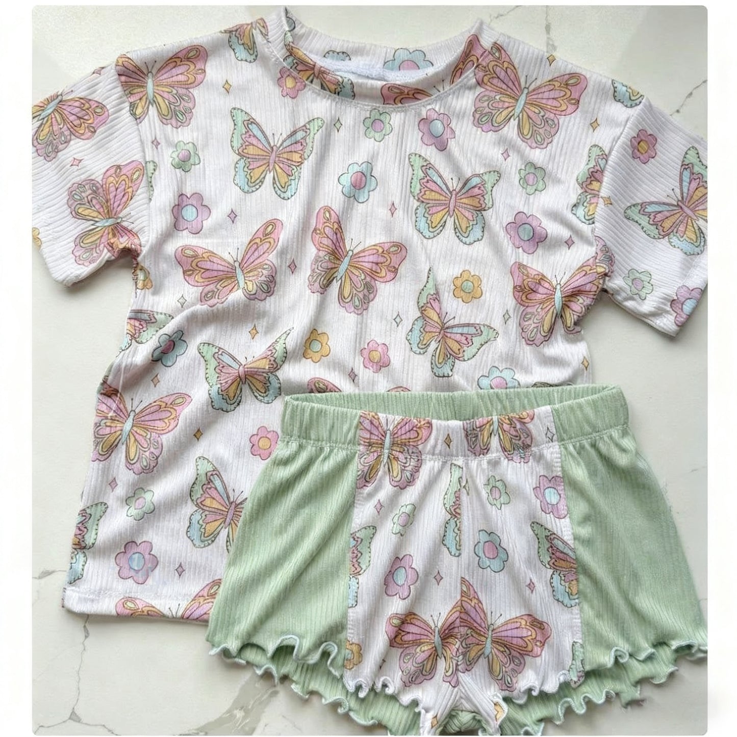 pre order butterfly girl shorts set