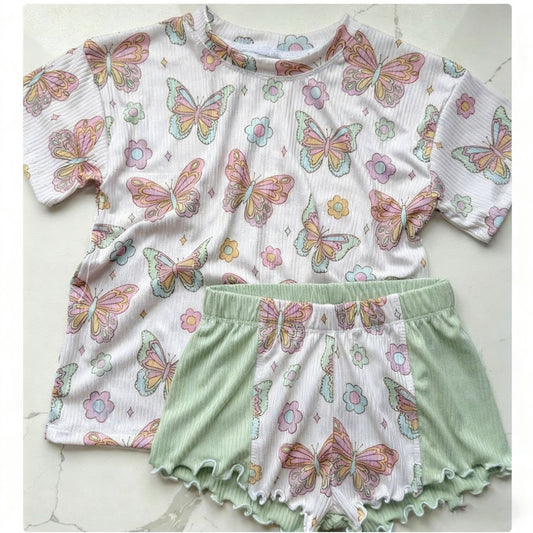 pre order butterfly girl shorts set
