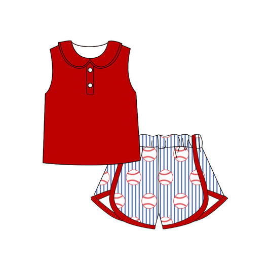 pre order red baseball shorts set girl