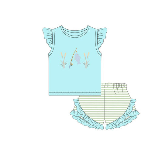pre order go fishing girl shorts set