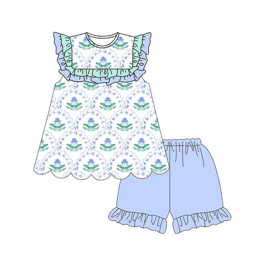 pre order floral block shorts set