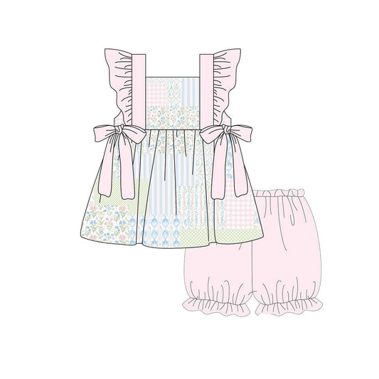 pre order pink patchwork bloomer set