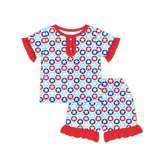 pre order red white blue stars girl shorts set