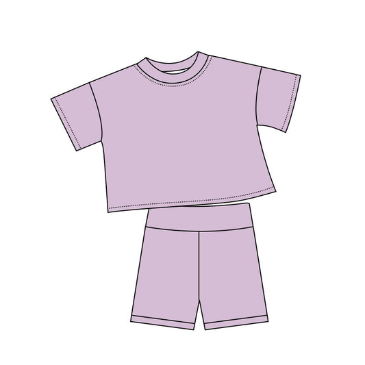 pre order solid purple girl shorts set