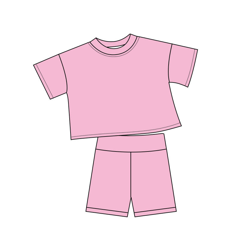 pre order solid pink girl shorts set