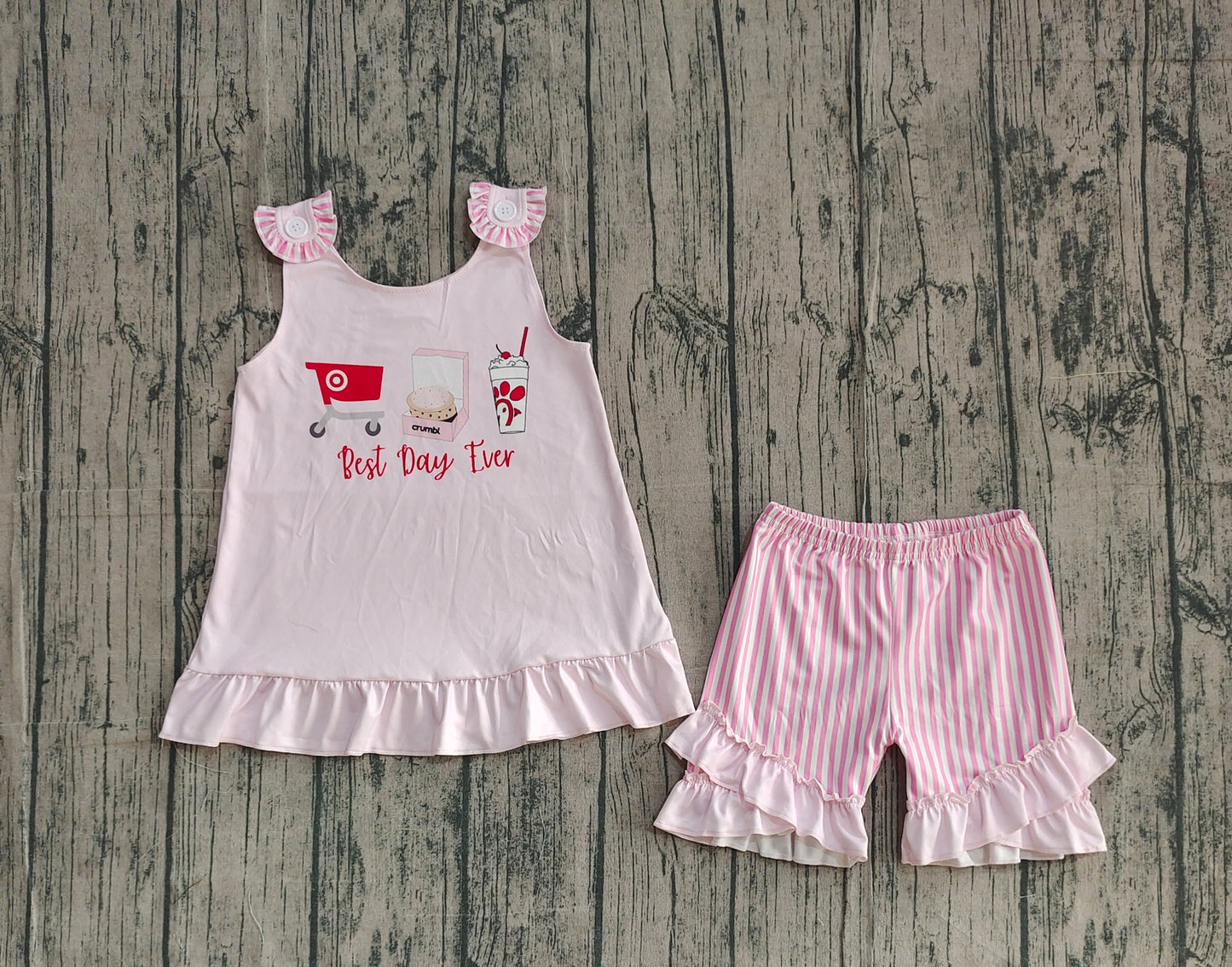 pre order pink best day ever girl shorts set