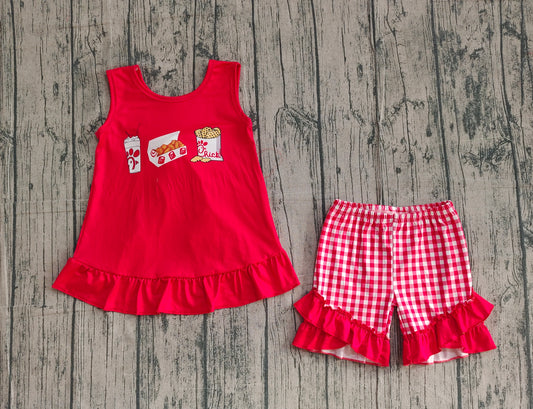 pre order red best day ever girl shorts set