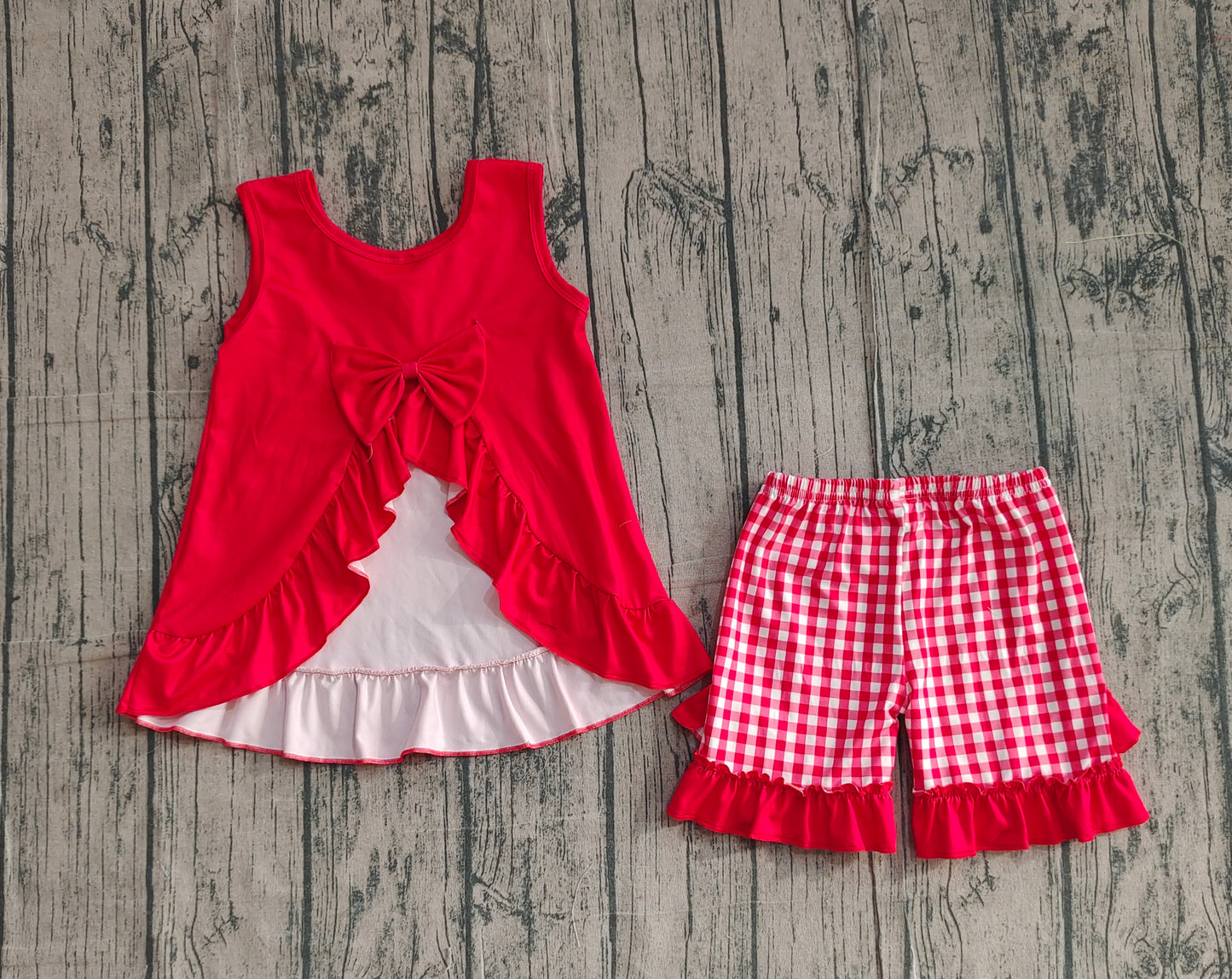 pre order red best day ever girl shorts set