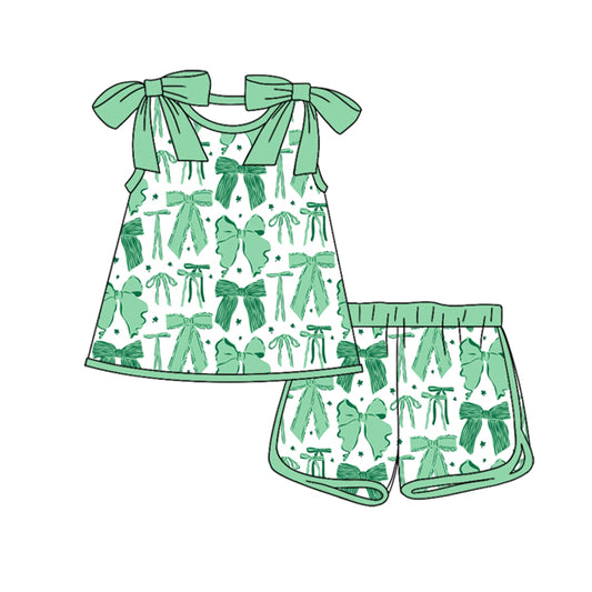 pre order green coquette strap shorts set