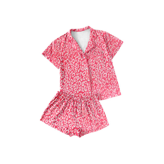 pre order hot pink button down shorts pajama set