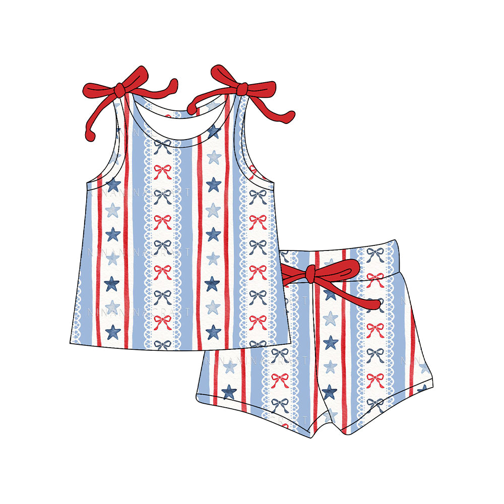 pre order stars and coquette 4th of July shorts set