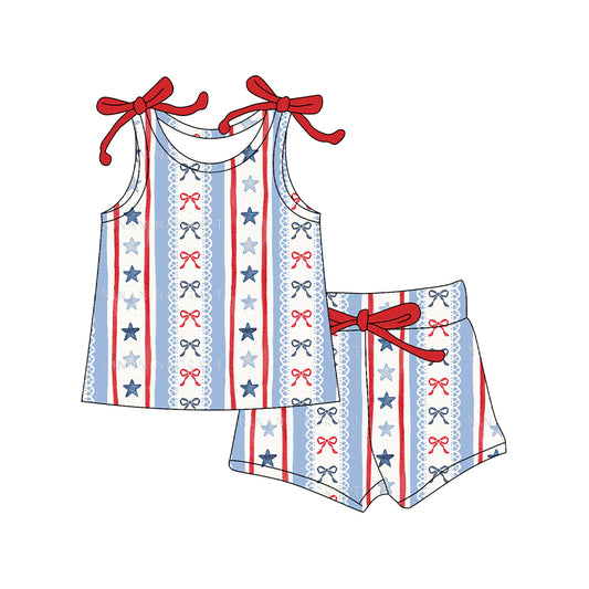pre order stars and coquette 4th of July shorts set
