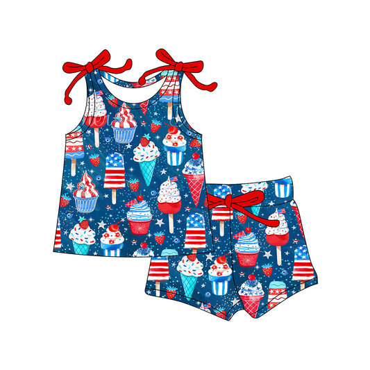 pre order 4th of july popsicle strap shorts set