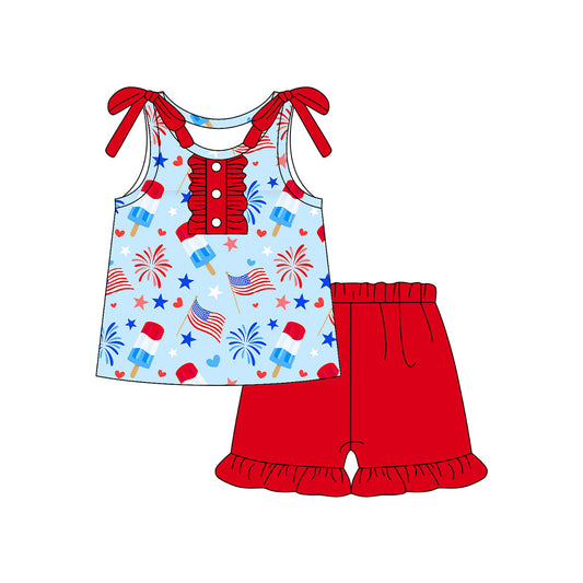 pre order happy 4th of july popsicle shorts set