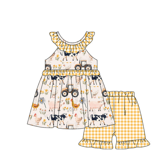 pre order sleeveless farm animal girl shorts set