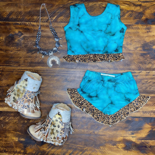 pre order turquoise girl shorts set