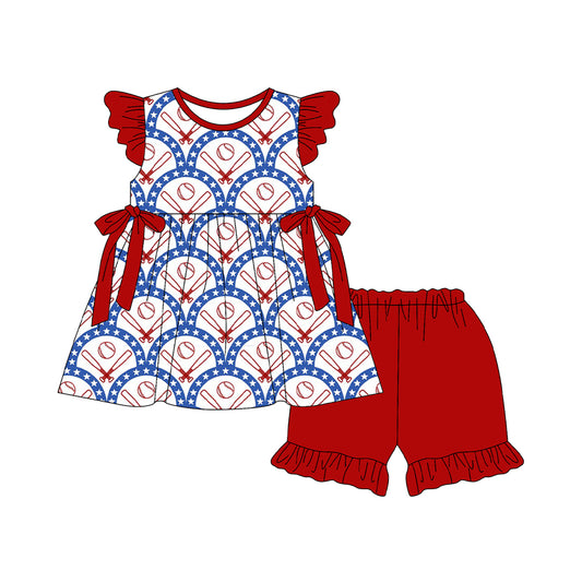 pre order 4th of july baseball girl shorts set
