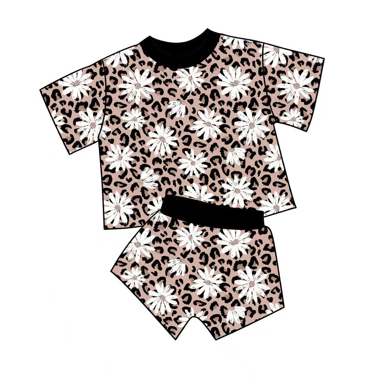 pre order leopard flower girl shorts set