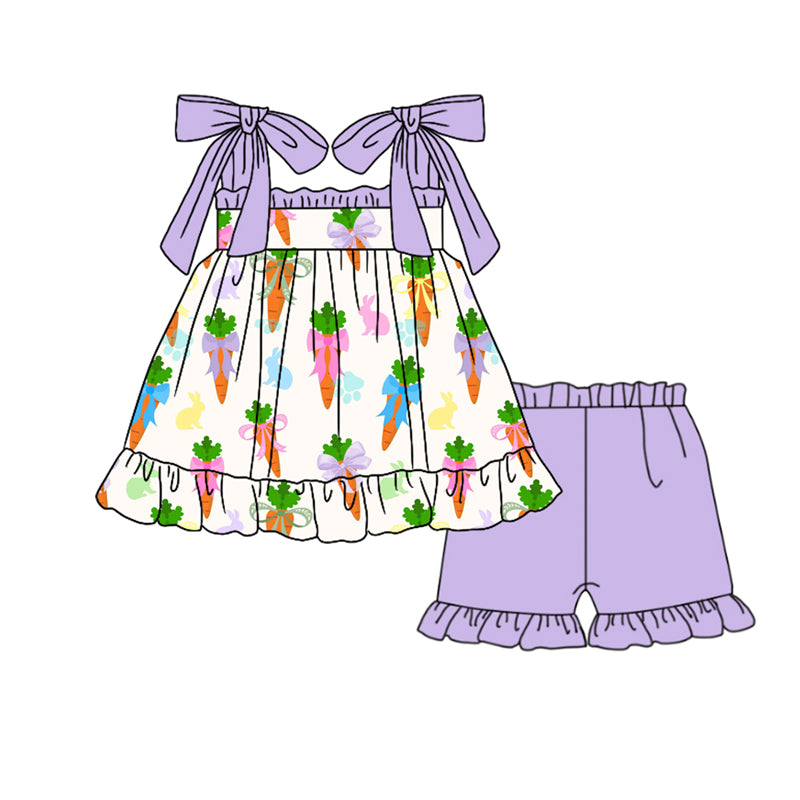 pre order easter colorful bow and carrot shorts set