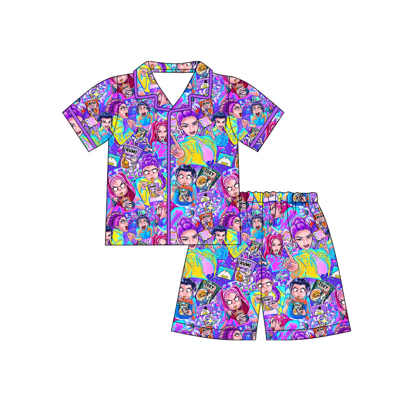 pre order kpop button down shorts pajama set