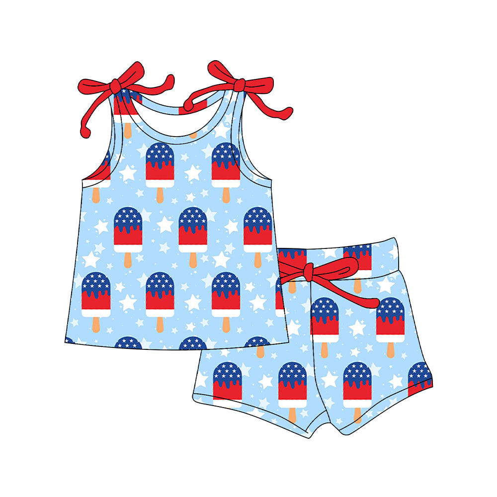 pre order 4th of july girl shorts set