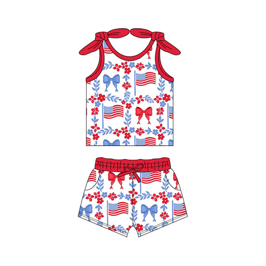 pre order 4th of july girl shorts set