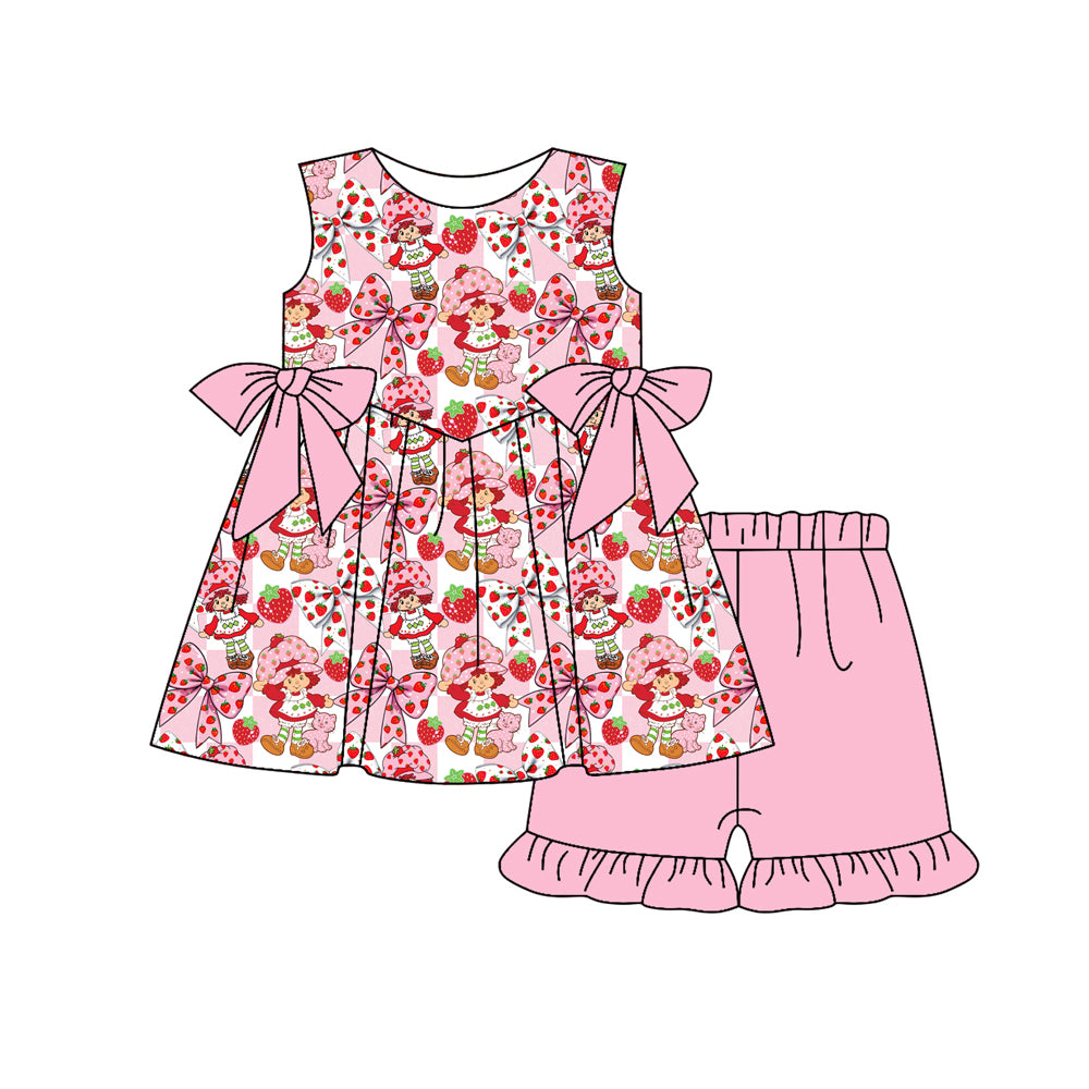 pre order strawberry coquette girl shorts set