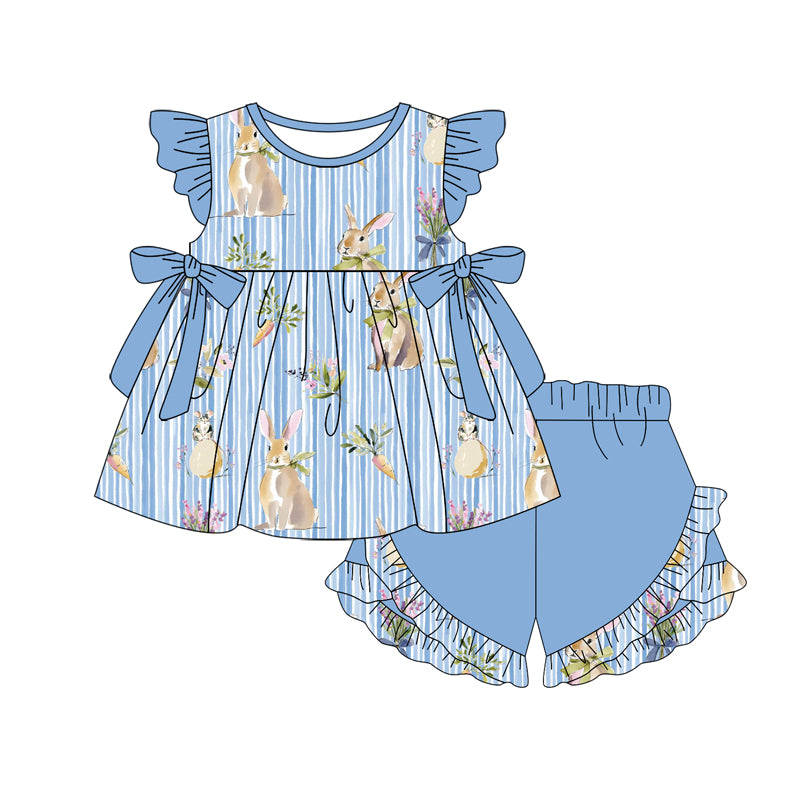 pre order blue easter rabbit and carrot shorts set