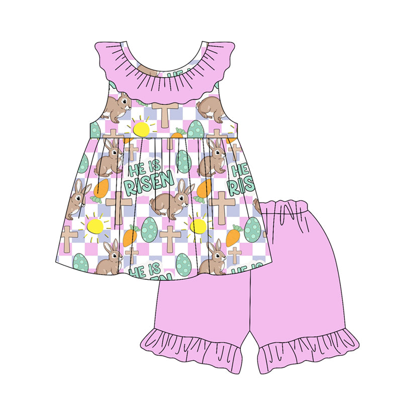 pre order he is risen pink shorts set