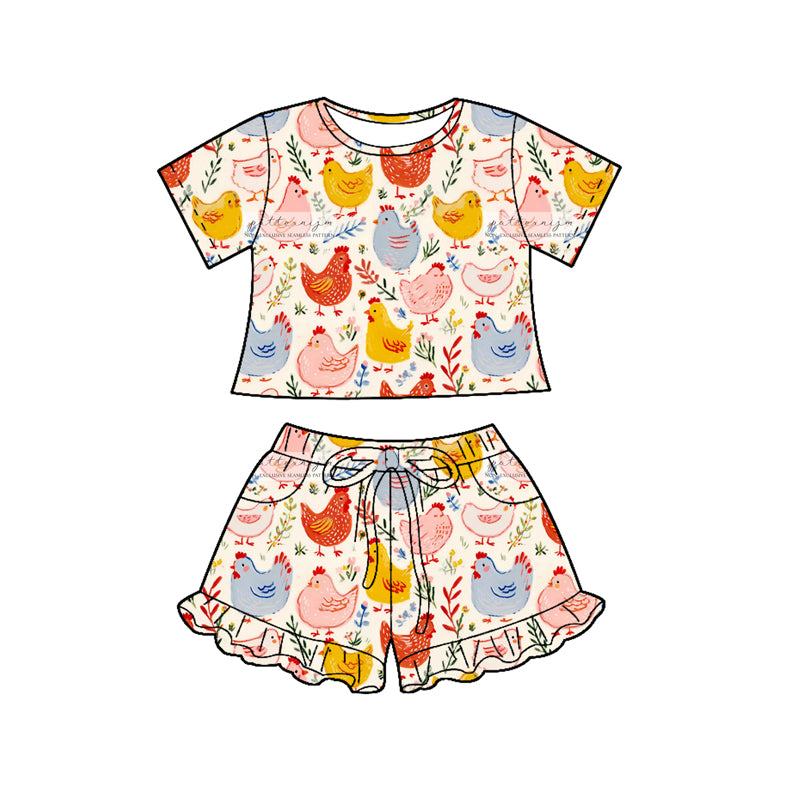 pre order chicken girl shorts set