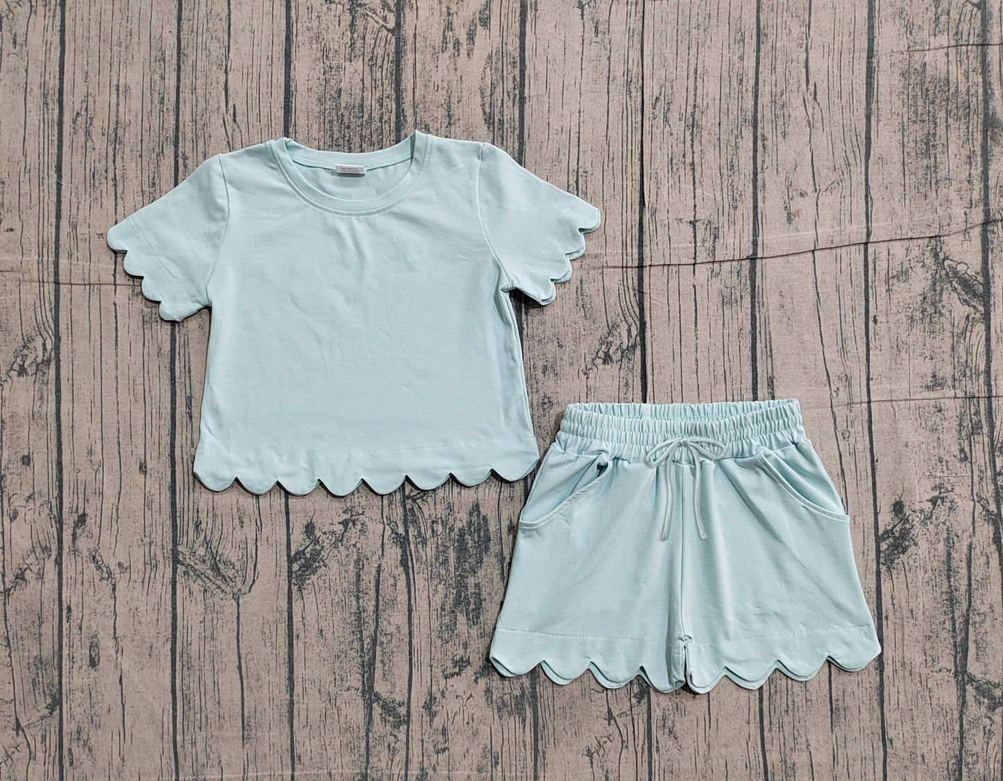 pre order solid color scalloped set