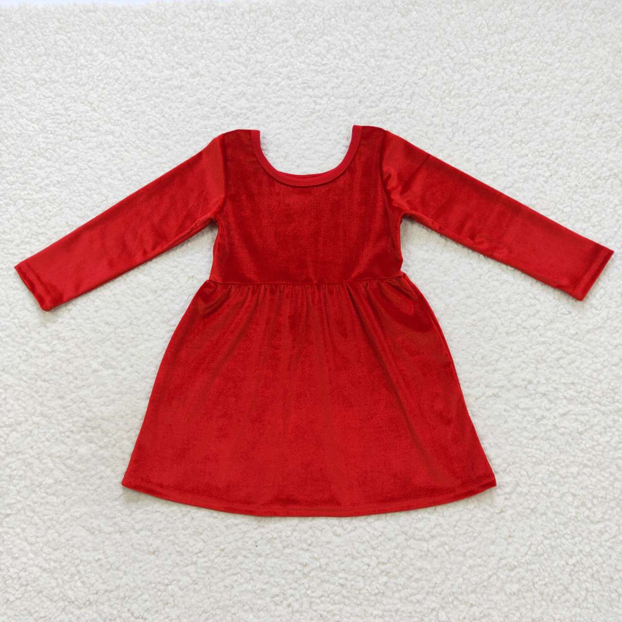 Red Long Sleeve Velvet Dress