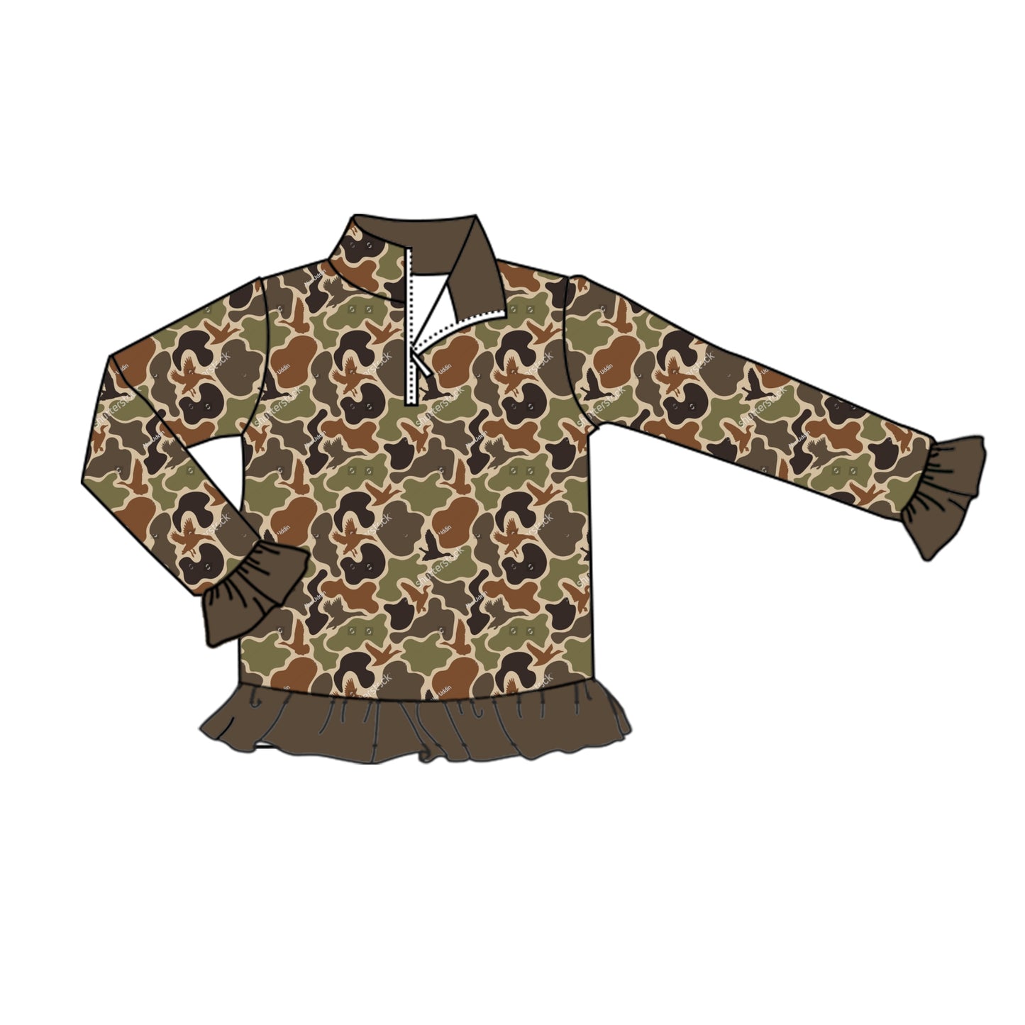 pre order long sleeve camo zip up girls pullover