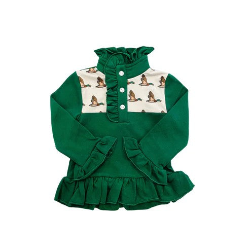 pre order green duck button up pullover girl