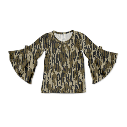 pre order girls flare sleeve camo pullover