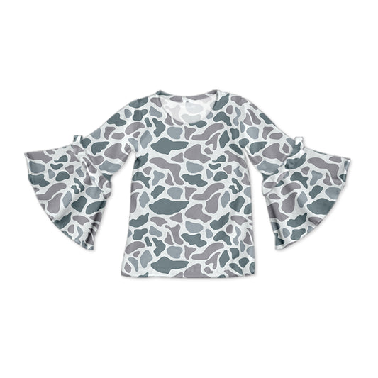 pre order girls flare sleeve camo pullover