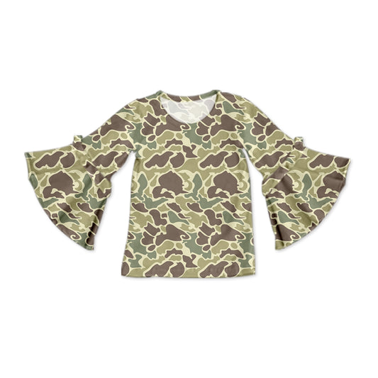 pre order girls flare sleeve camo pullover