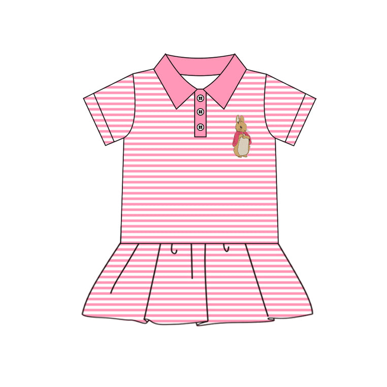 pre order pink striped girl easter bunny polo shirt