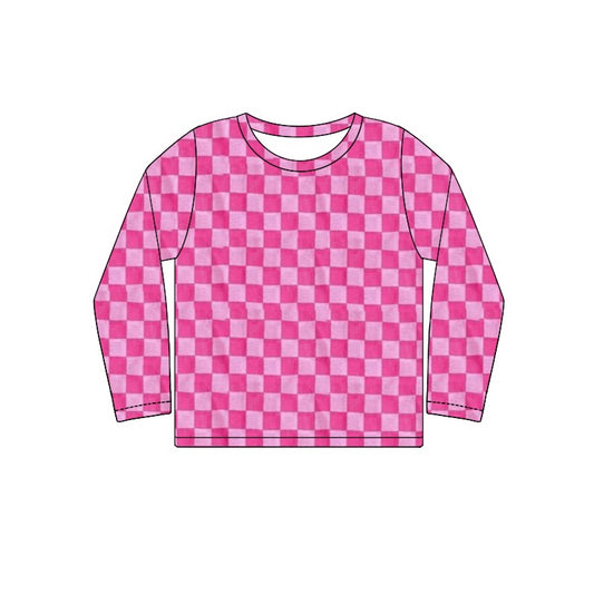 pre order baby girl pink checkered pullover sweatershirt