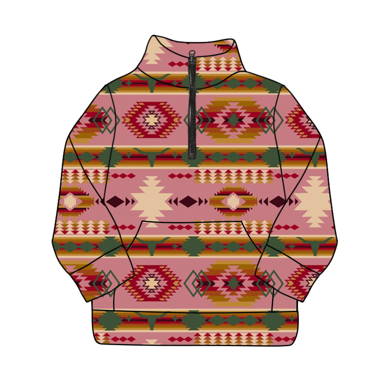 pre order unisex kids aztec zipper pullover